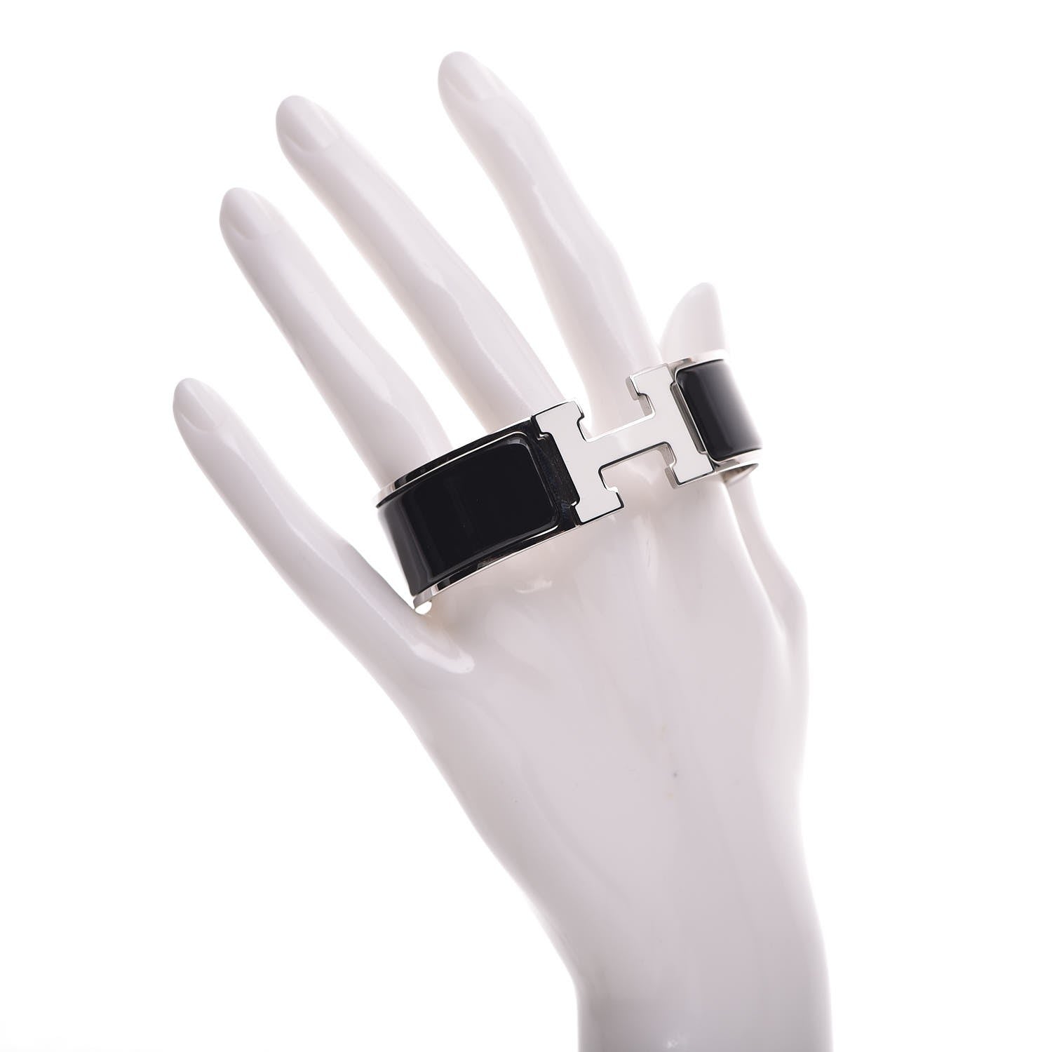 Hermes Enamel Wide Clic Clac H Bracelet GM Black 2 of 5