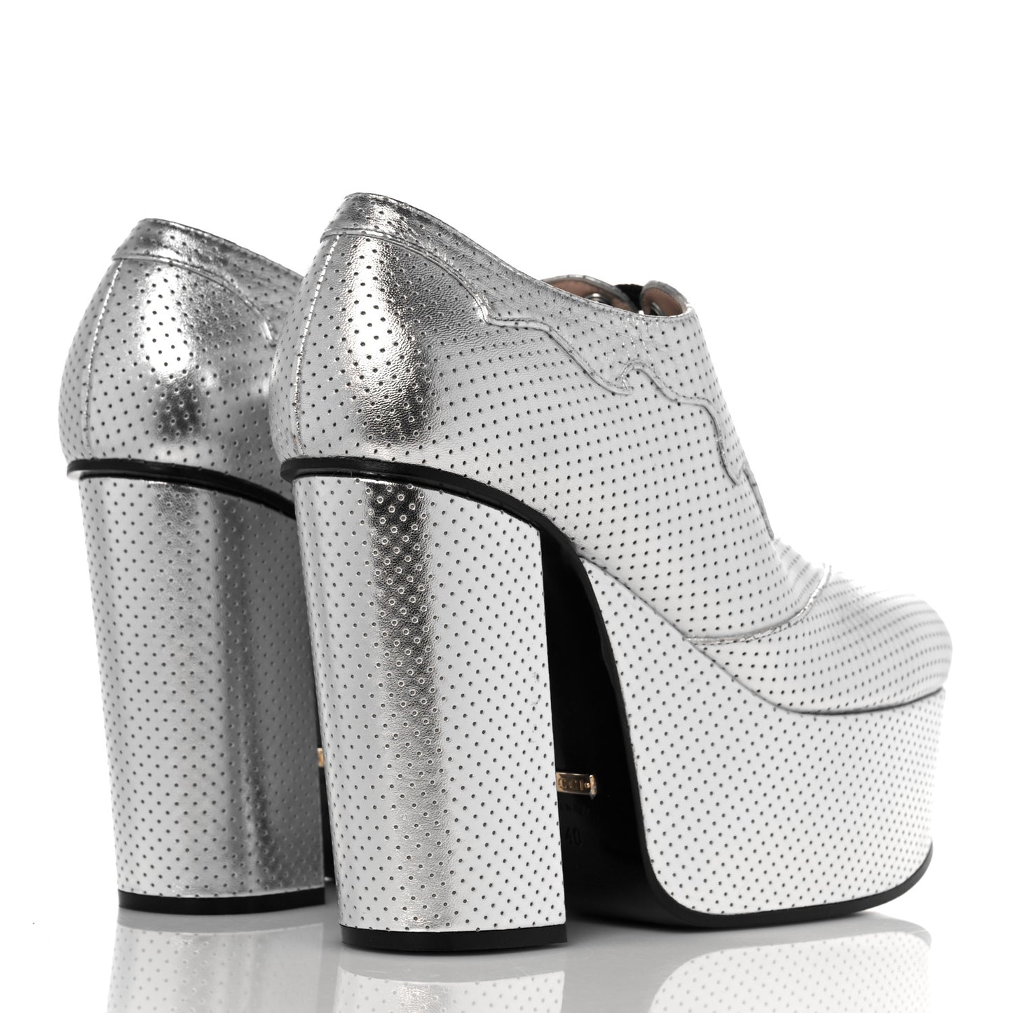 Calfskin Otis Platform Loafers 40 Silver