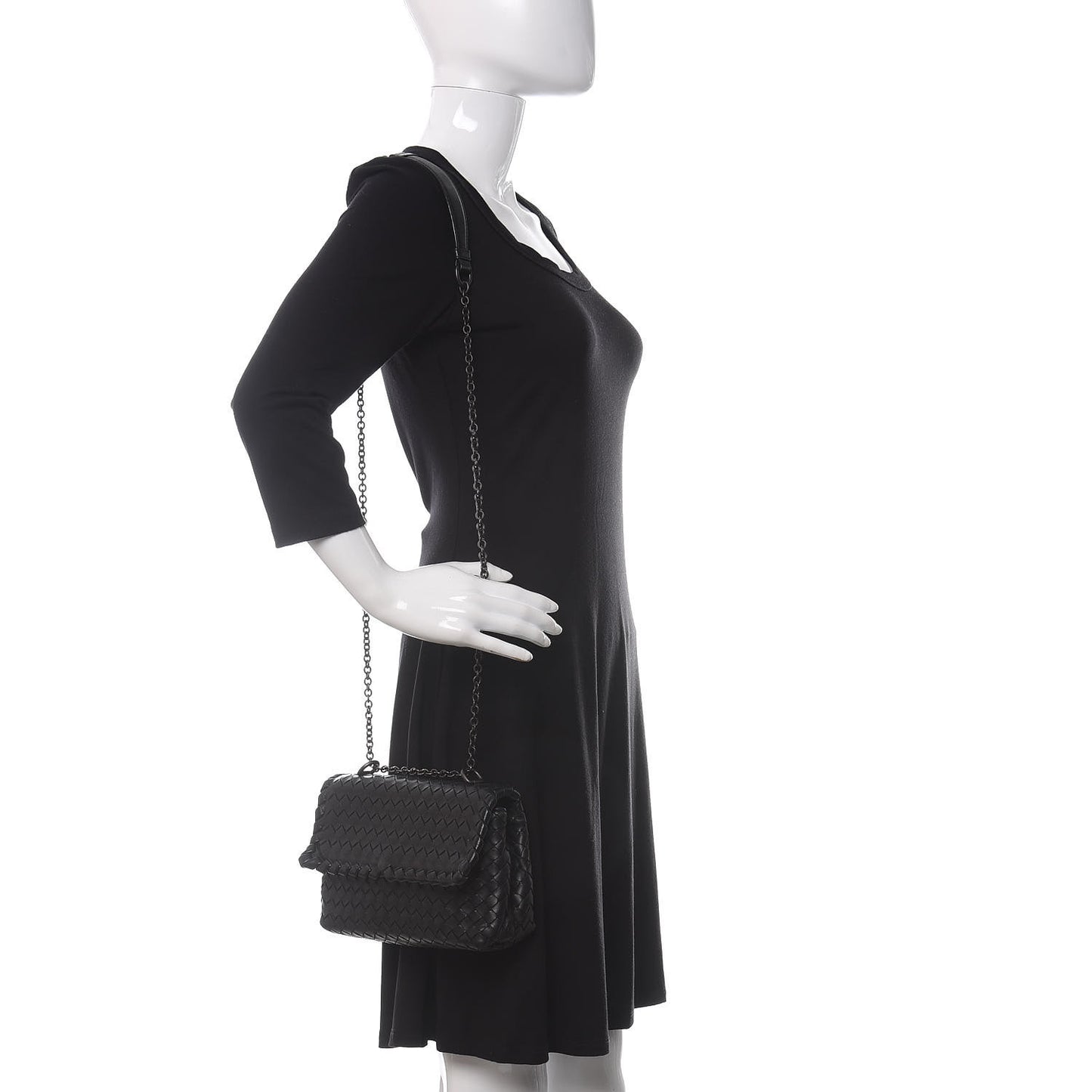 Nappa Intrecciato Baby Olimpia Shoulder Bag Black