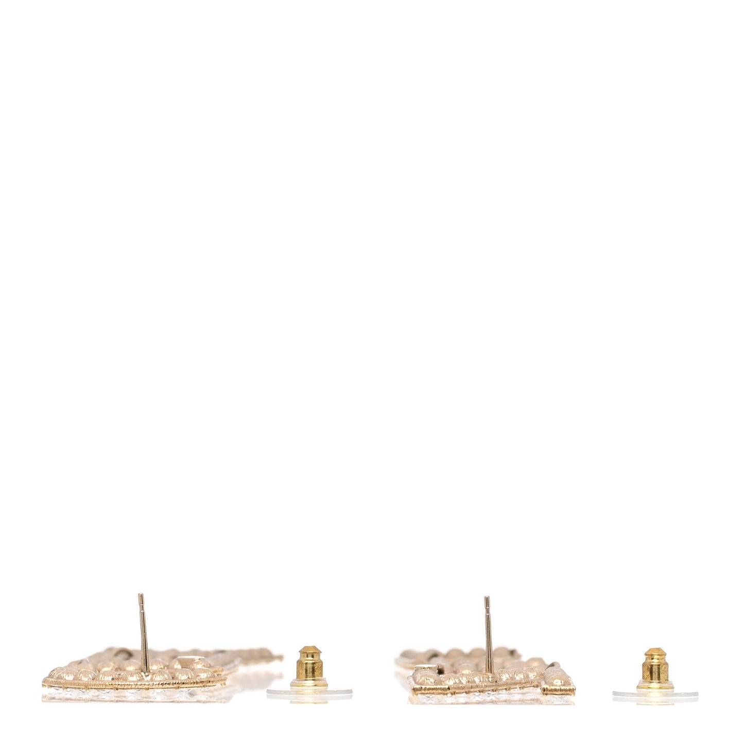 Crystal Cha-Nel Logo Drop Earrings Gold