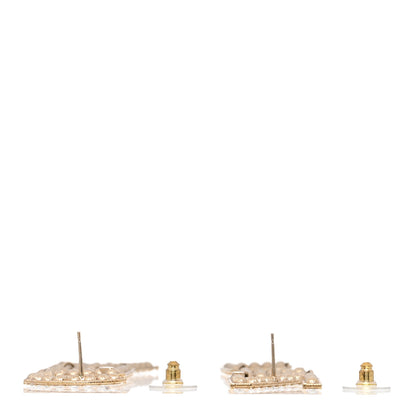 Chanel Crystal Cha-Nel Logo Drop Earrings Gold 3 of 4