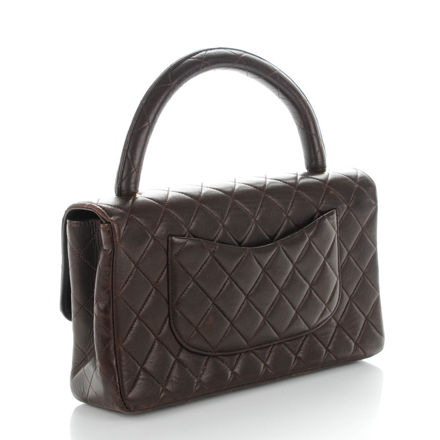 Lambskin Quilted Medium Kelly Flap Bag Brown