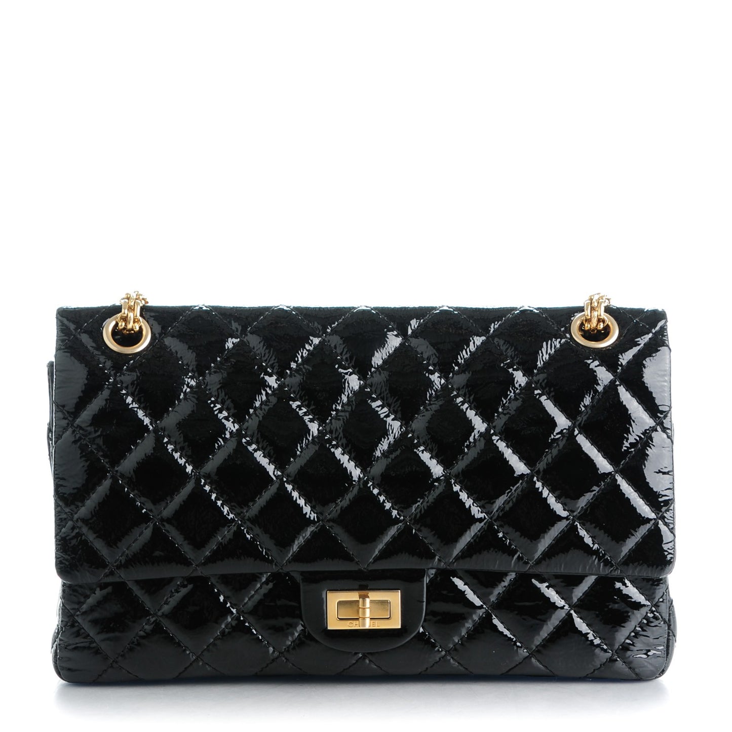 Distressed Patent Quilted 2.55 Reissue 226 Flap Black