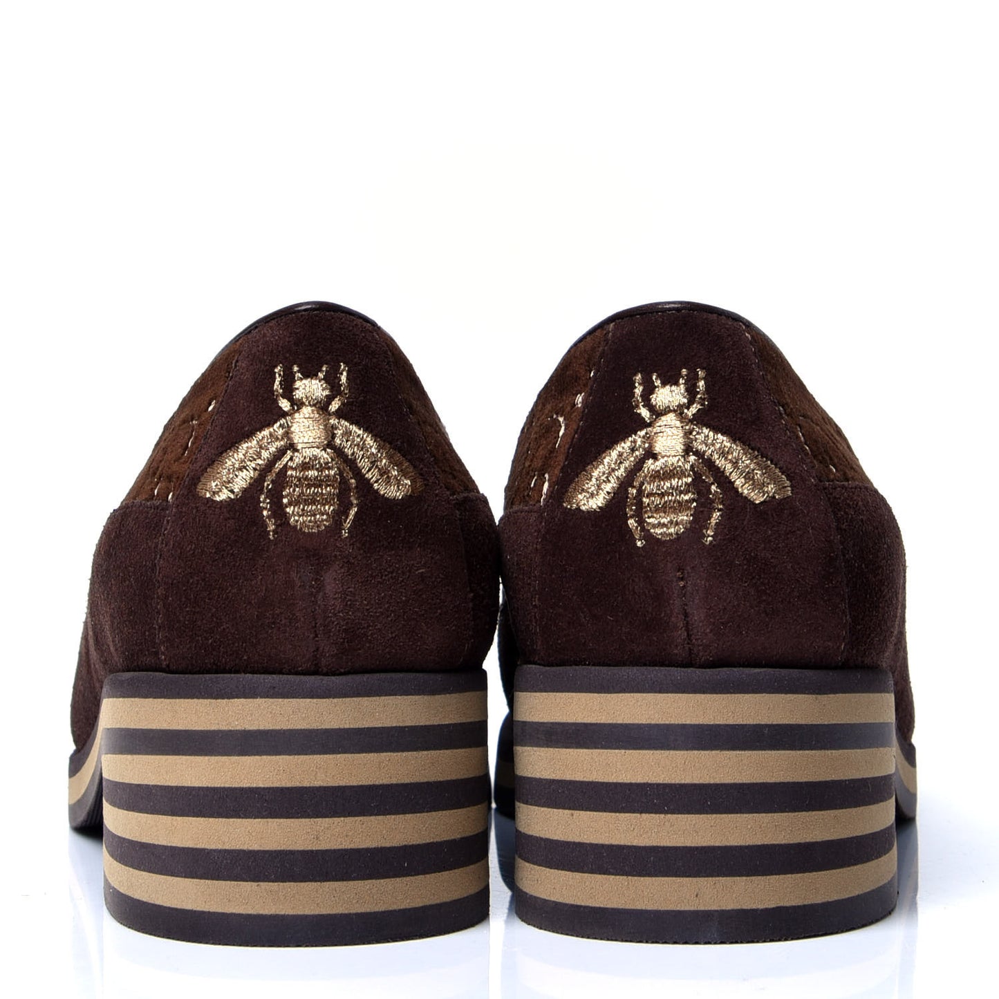 Velvet GG Monogram Thompson Platform Oxford Loafers 36 Brown