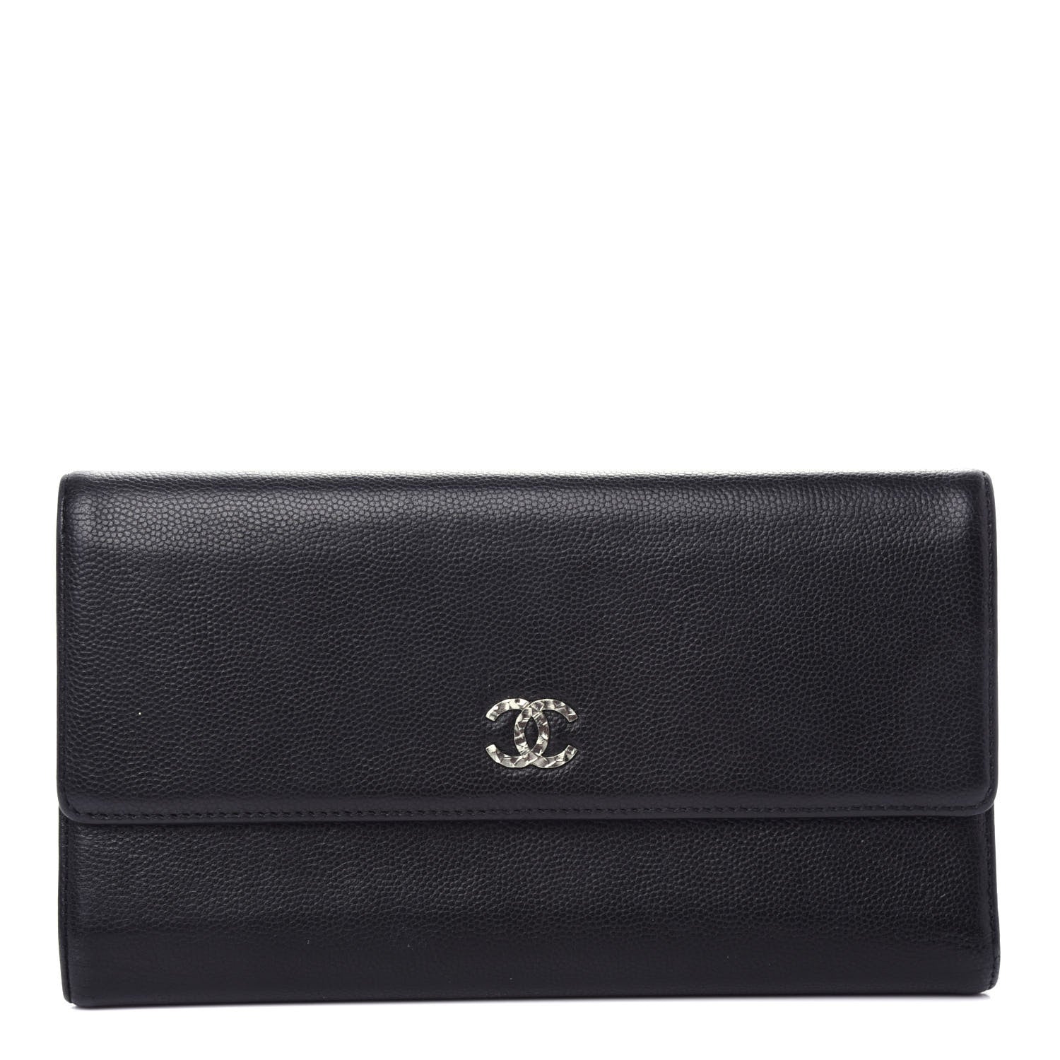 Chanel Caviar Sevruga CC Large Gusset Flap Wallet Black 1 of 9