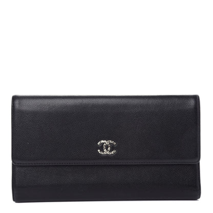 Chanel Caviar Sevruga CC Large Gusset Flap Wallet Black 1 of 9