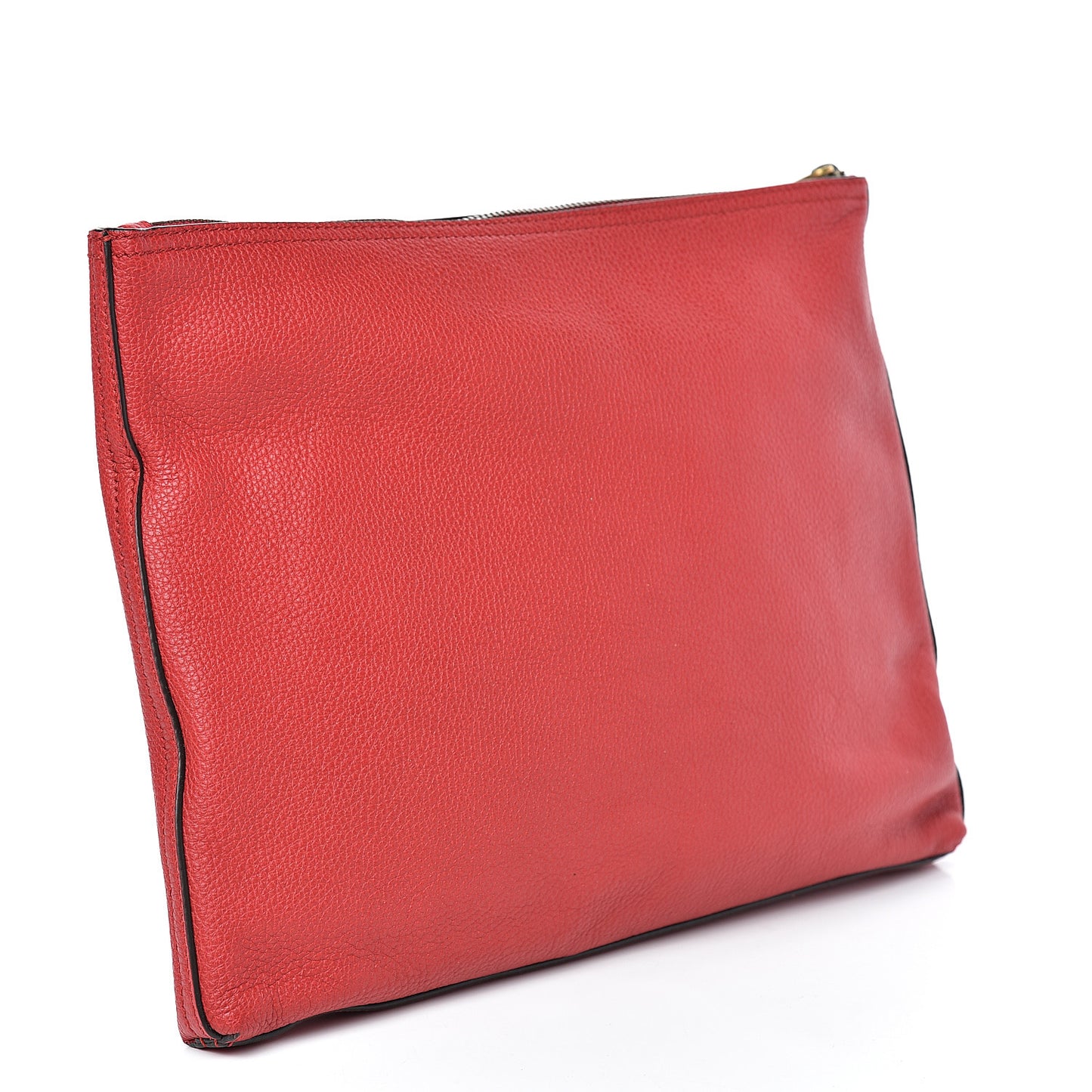 Pebbled Calfskin Medium Logo Portfolio Clutch Hibiscus Red