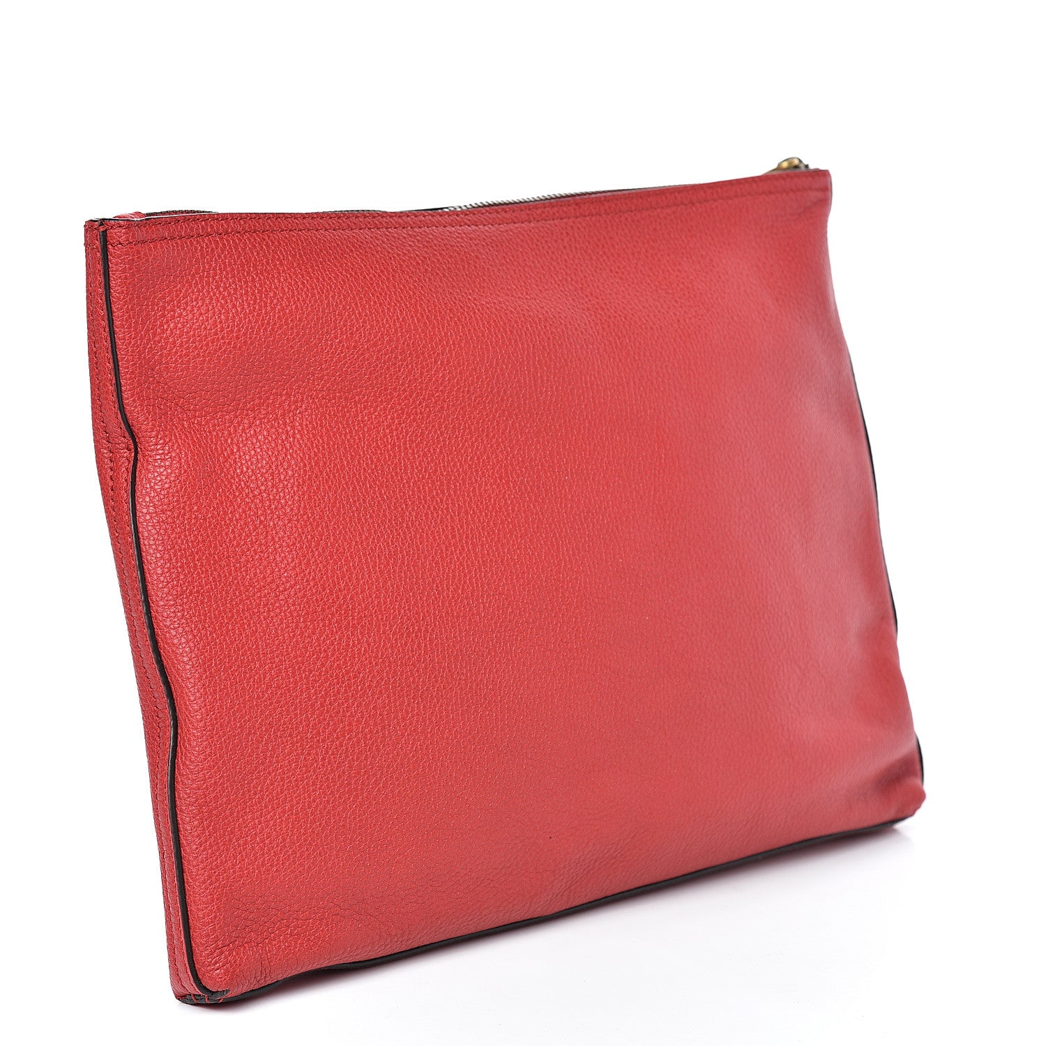 Gucci Pebbled Calfskin Medium Logo Portfolio Clutch Hibiscus Red 3 of 8