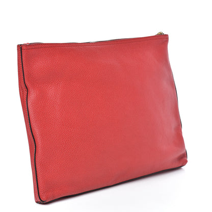 Gucci Pebbled Calfskin Medium Logo Portfolio Clutch Hibiscus Red 3 of 8