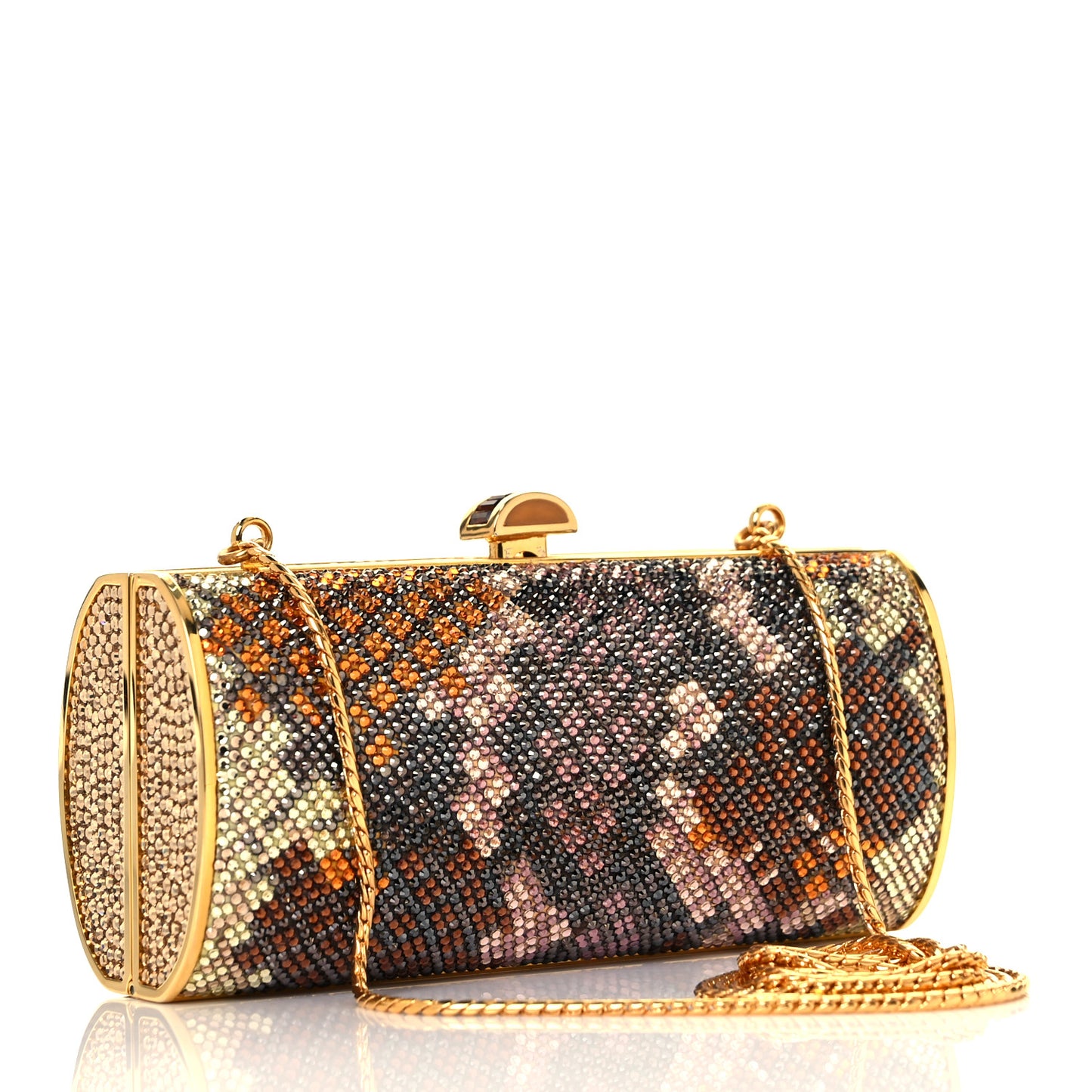 Swarovski Crystal Minaudiere Clutch Gold Multicolor
