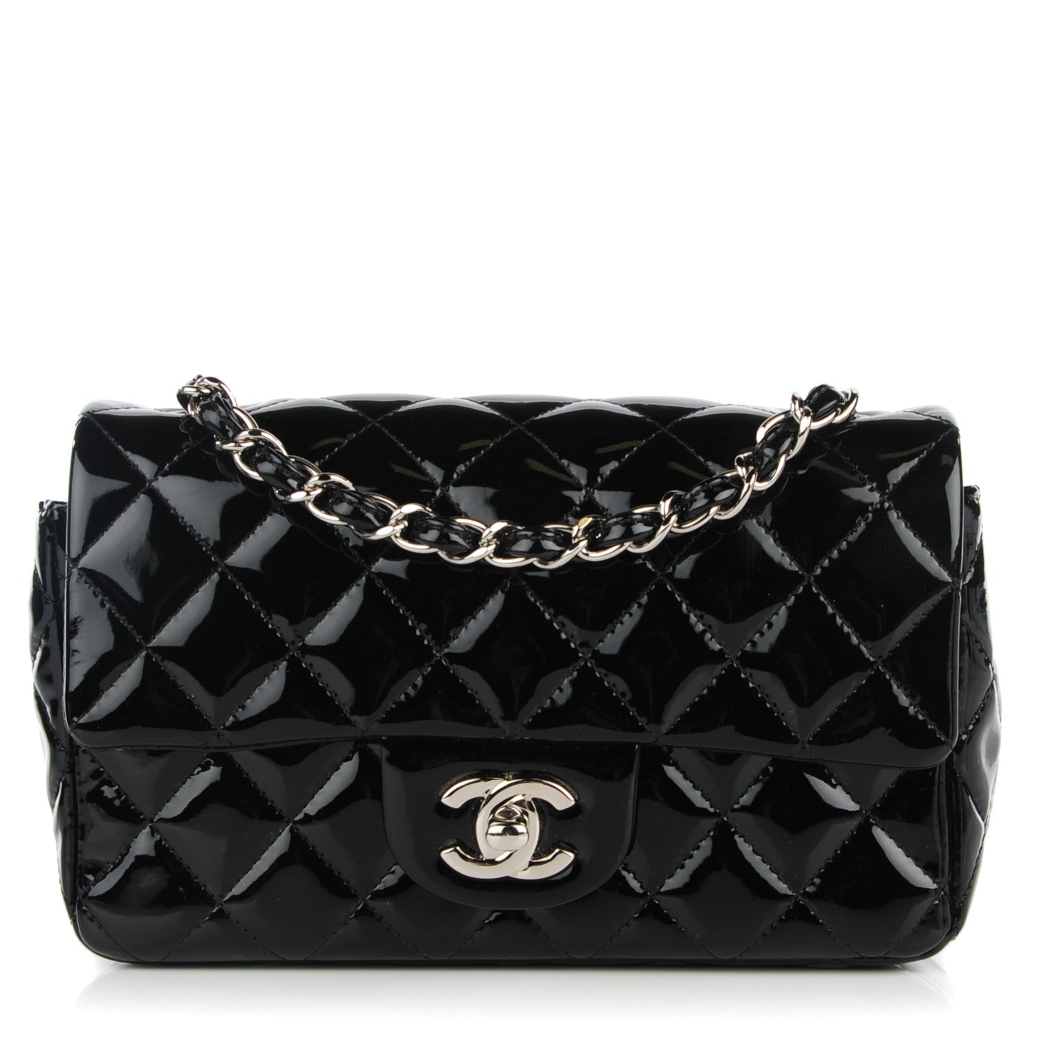 Chanel Patent Calfskin Quilted Mini Rectangular Flap Black 1 of 8