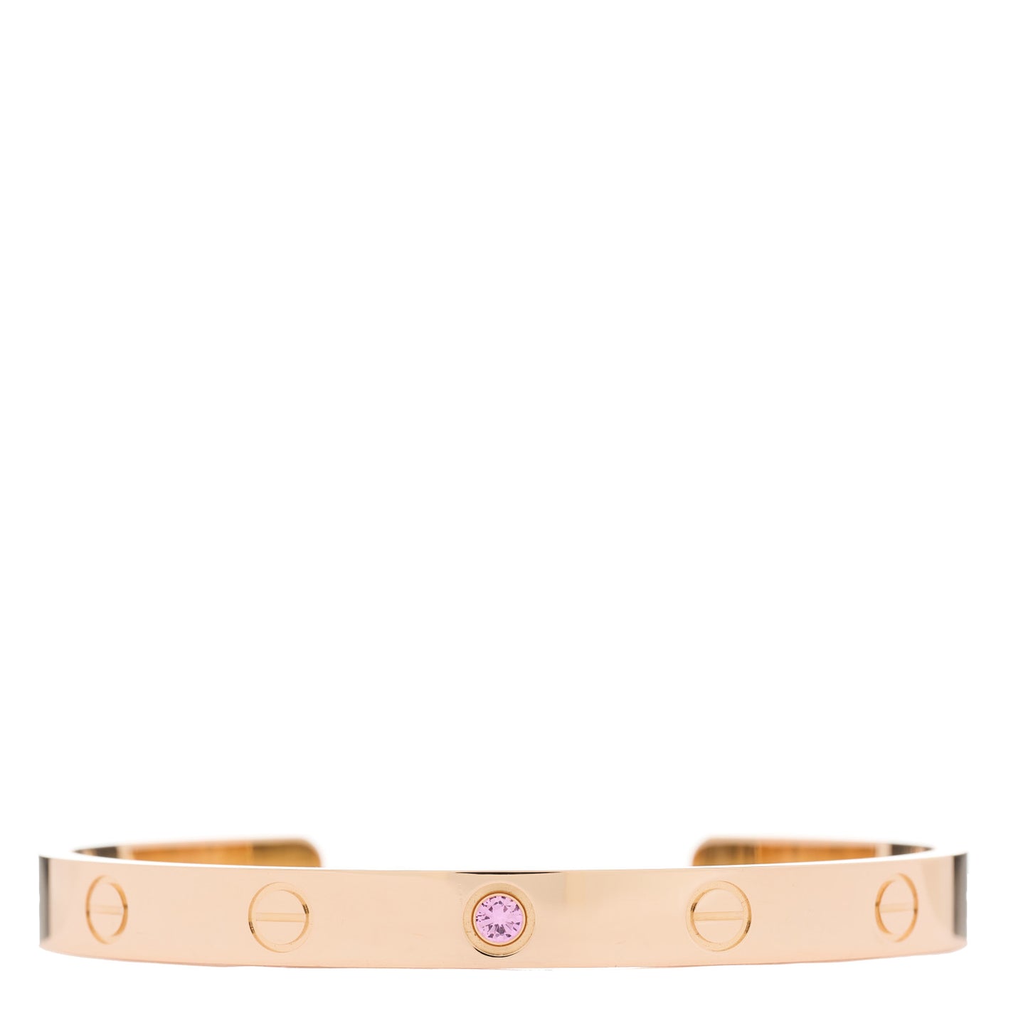 18K Pink Gold Pink Sapphire LOVE Cuff Bracelet 17