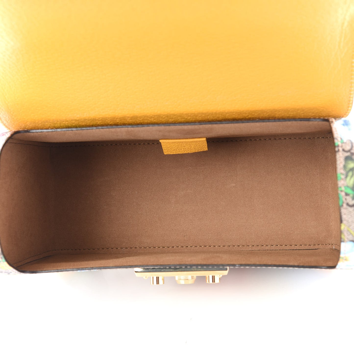 GG Supreme Monogram Flora Small Padlock Bamboo Shoulder Bag Beige Multicolor Crop