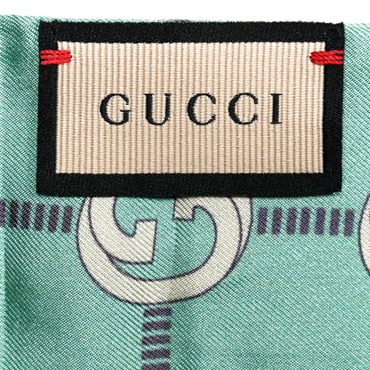 Gucci Silk Twill Networkina Neck Bow Scarf Teal Dark Purple 2 of 3