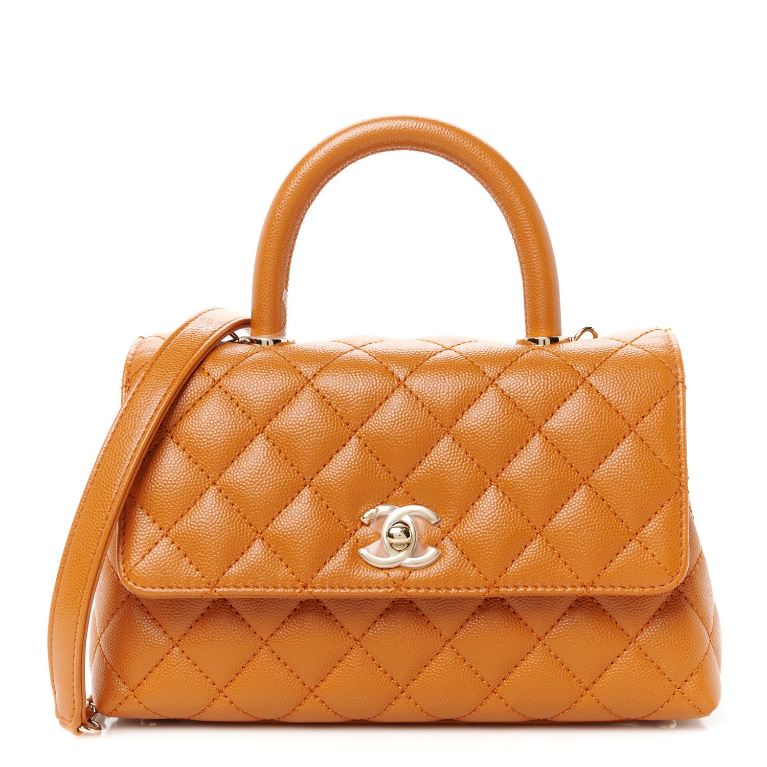 Chanel Caviar Quilted Mini Coco Handle Flap Light Brown 1 of 12
