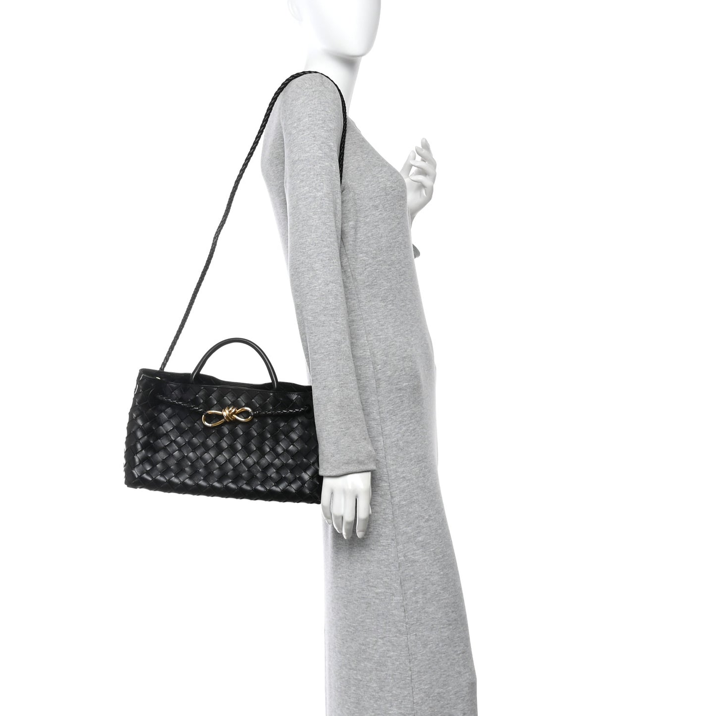 Nappa Intrecciato Small East West Andiamo Shoulder Bag Black