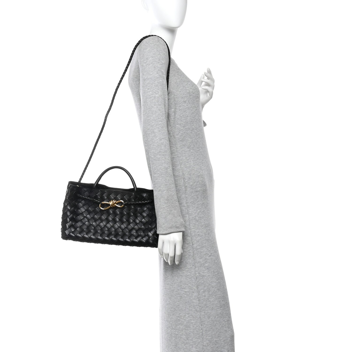 Bottega Veneta Nappa Intrecciato Small East West Andiamo Shoulder Bag Black 2 of 10