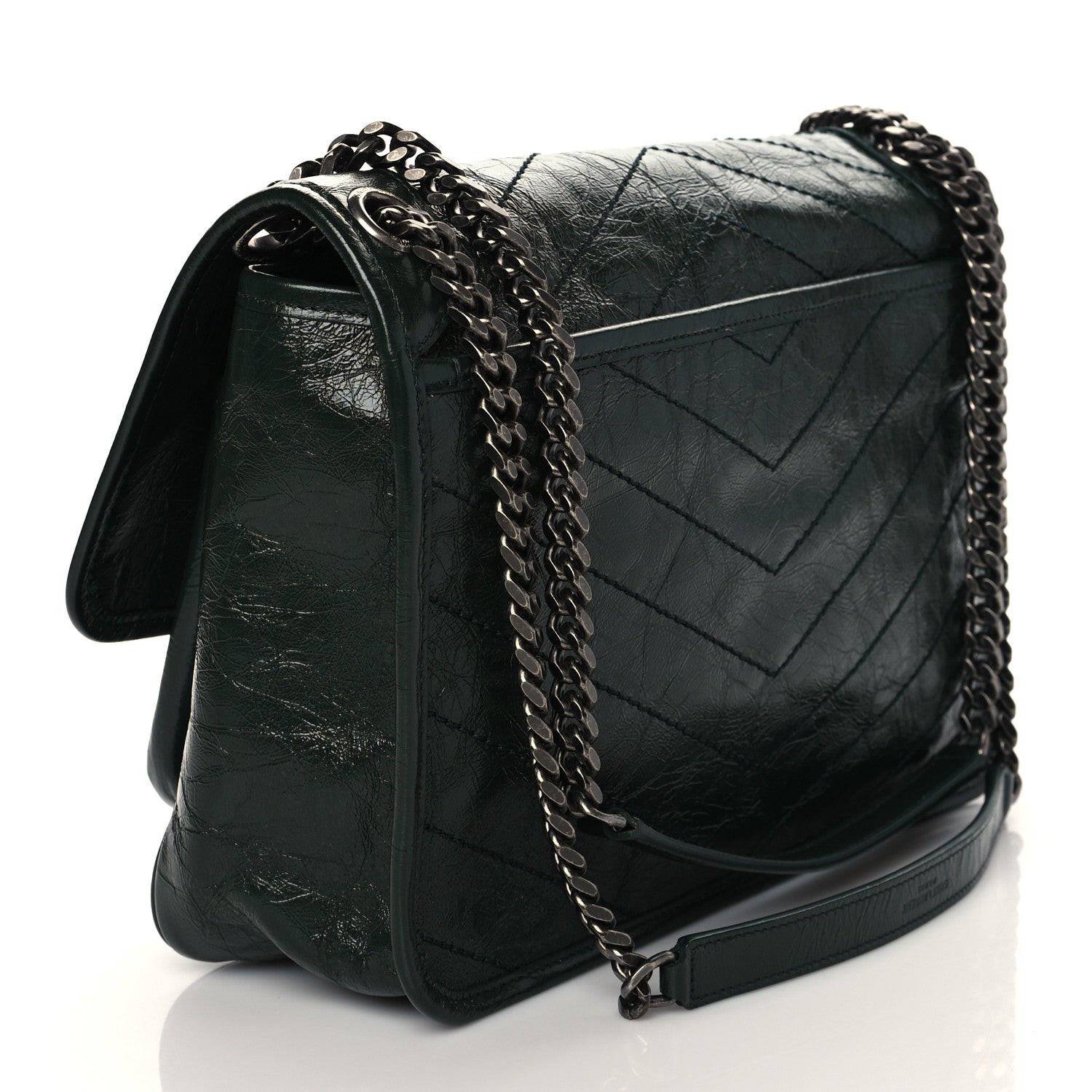 Saint Laurent Crinkled Calfskin Matelasse Monogram Medium Niki Chain Satchel Military Olive 3 of 9