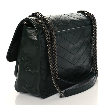 Saint Laurent Crinkled Calfskin Matelasse Monogram Medium Niki Chain Satchel Military Olive 3 of 9