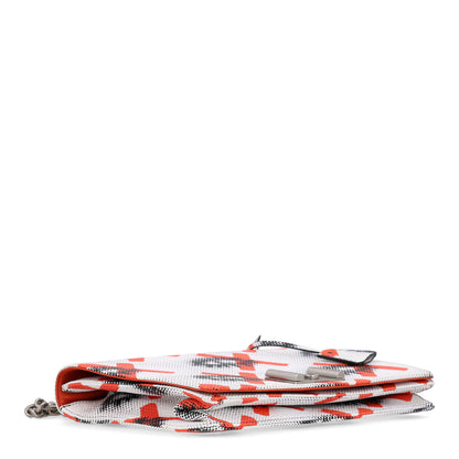 Prada Vitello Daino Eye Inside Lock Flap Chain Shoulder Bag Bianco Arancio 4 of 10