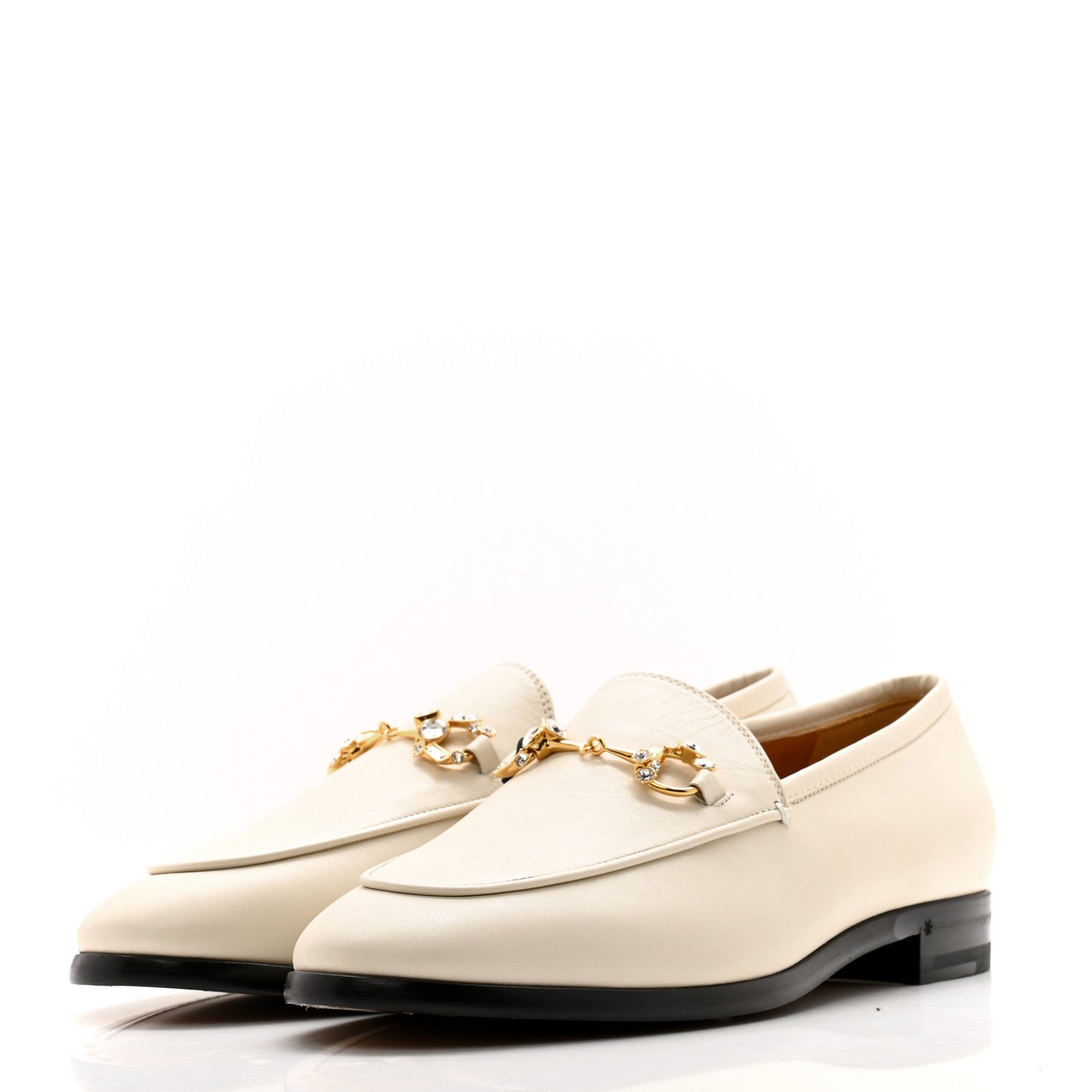 Malaga Kid Crystal Horsebit Womens Jordaan Loafers 39.5 Mystic White