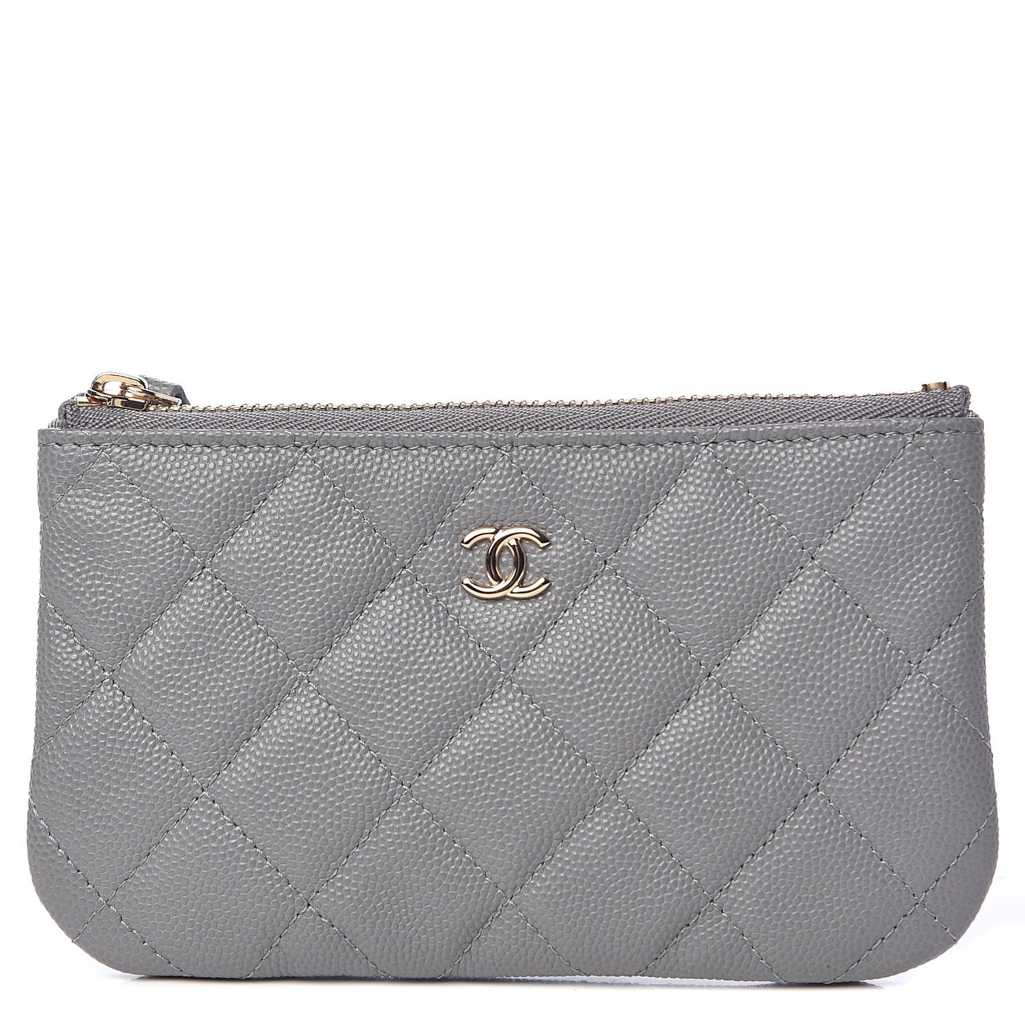 Caviar Quilted Small Cosmetic Case Grey