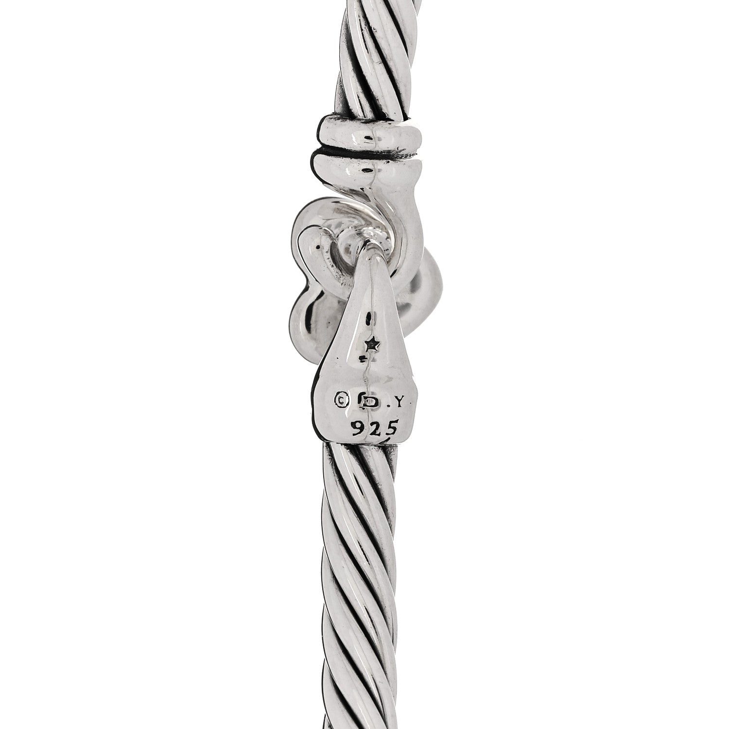 David Yurman Sterling Silver Diamond Cable Collectibles Heart Bracelet 3 of 3