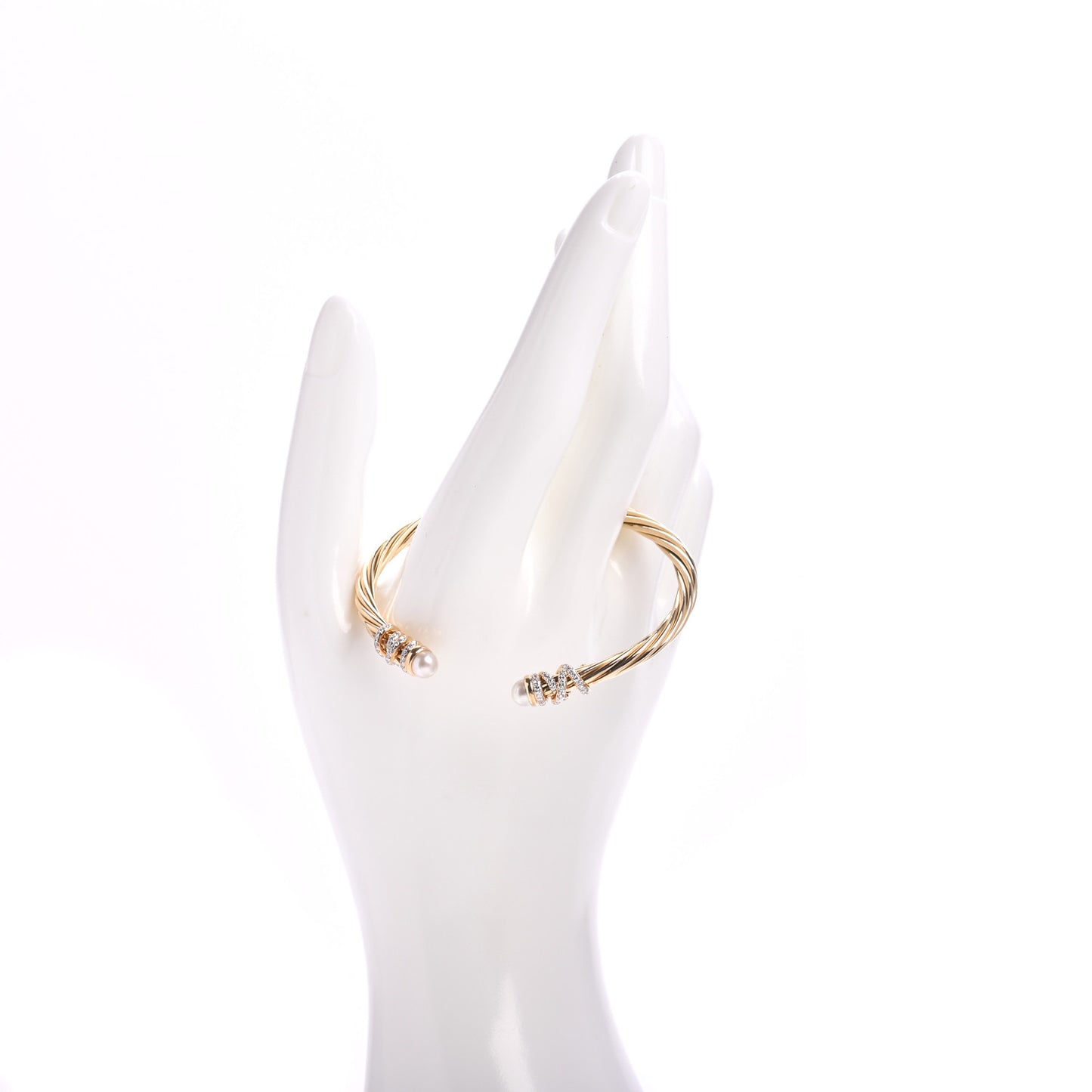 18K Yellow Gold Diamond Pearl Helena Cuff Bracelet