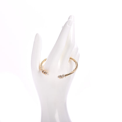 David Yurman 18K Yellow Gold Diamond Pearl Helena Cuff Bracelet 2 of 4