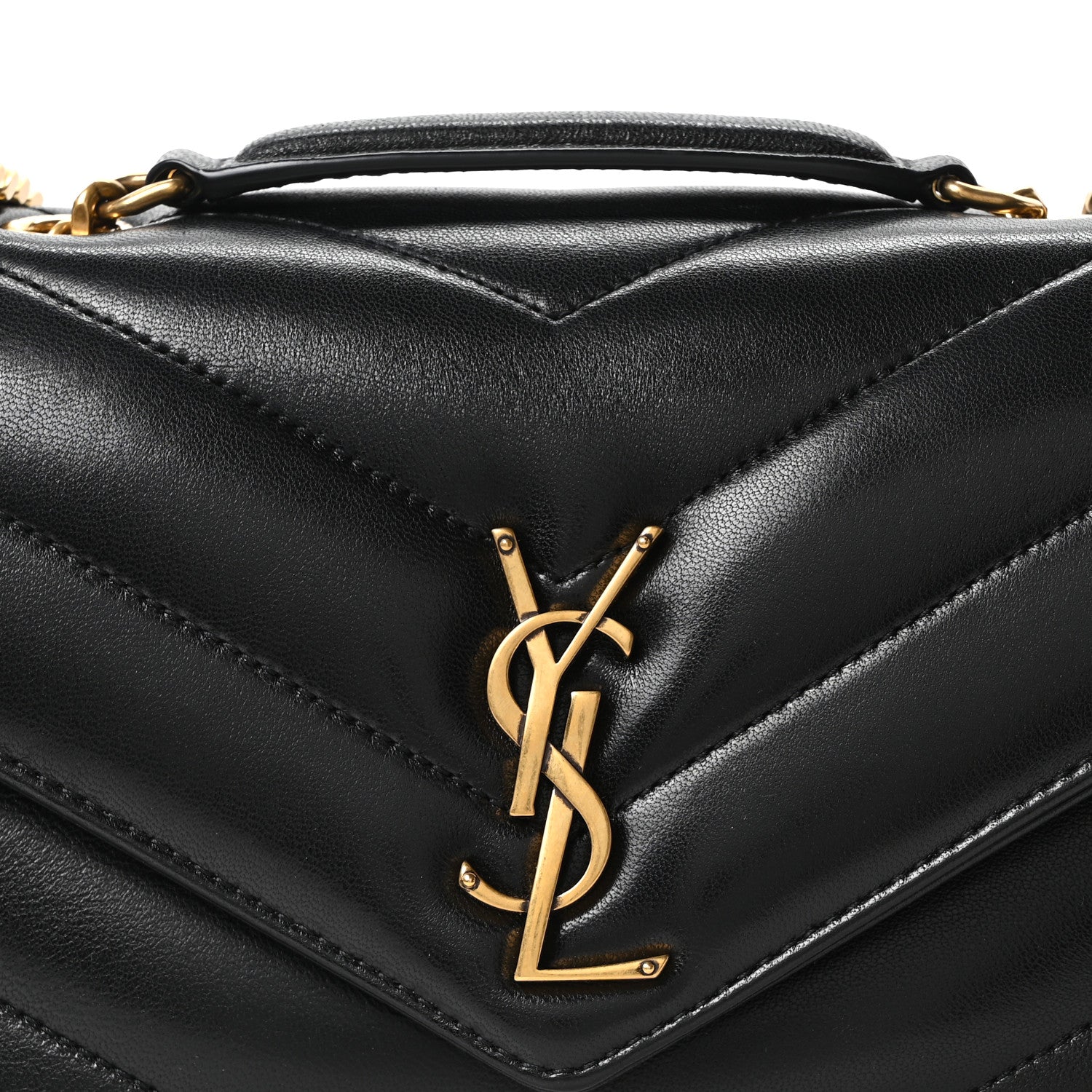 Saint Laurent Lambskin Chevron Quilted Small LouLou Black 9 of 11