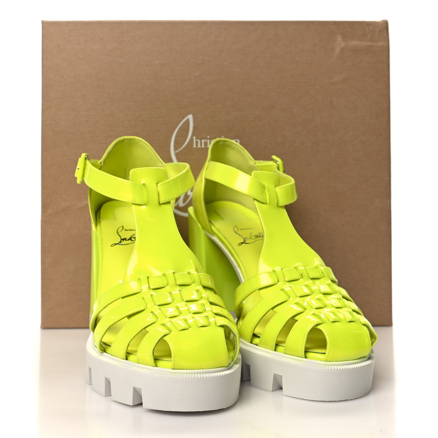 Patent Perle Meduzette 100 Lug Sole Sandals 39.5 Fluo Yellow