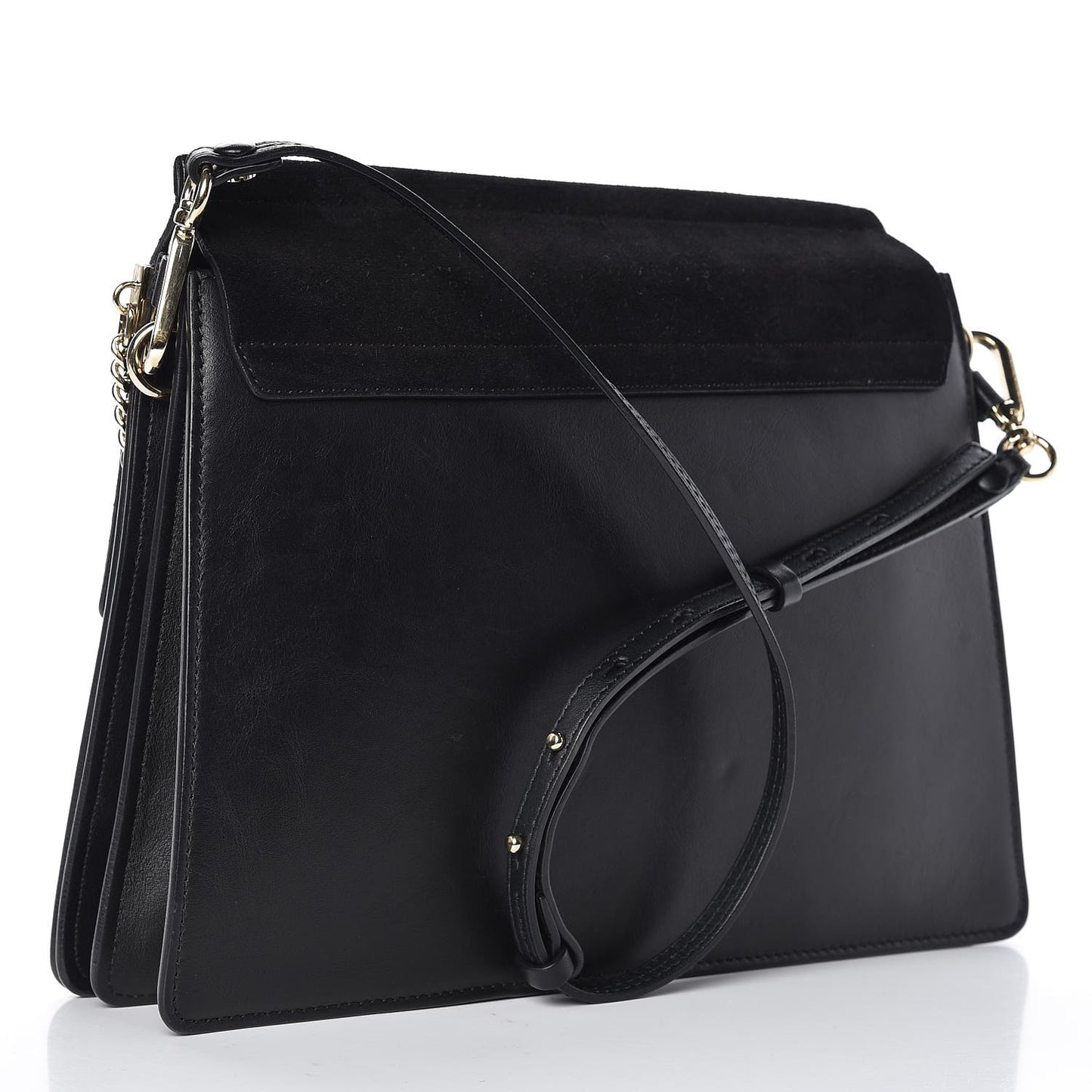 Suede Calfskin Medium Faye Shoulder Bag Black