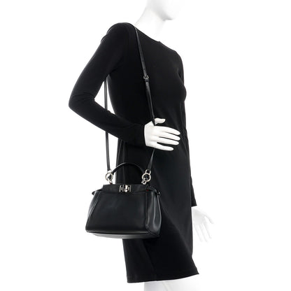 Fendi Nappa Karung Monster Eyes Mini Peekaboo Iconic Satchel Black Papavero 2 of 12