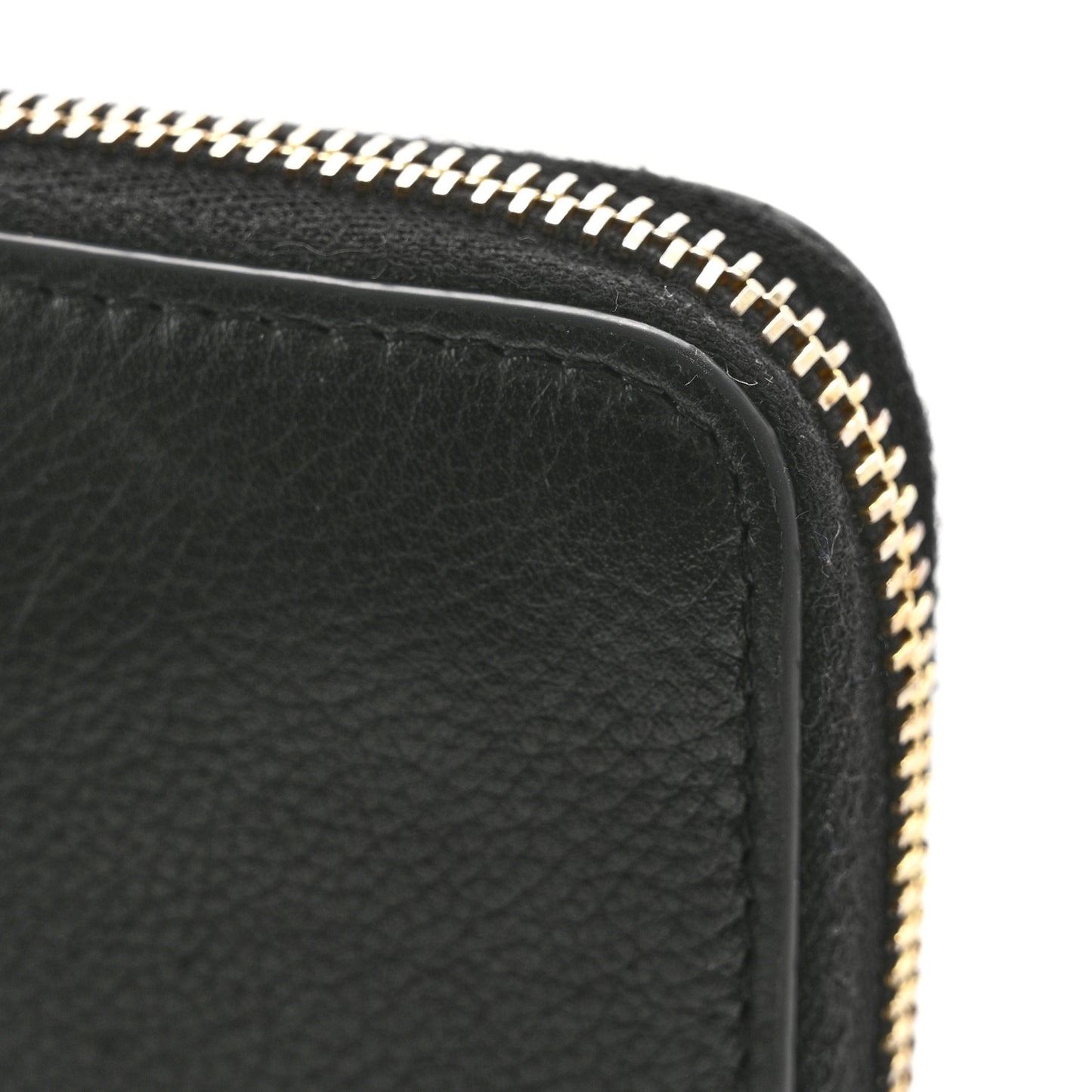 Grained Calfskin Zip Around Wallet Black