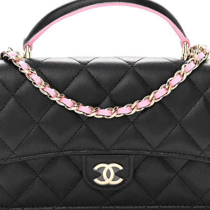 Chanel Lambskin Quilted Flap Phone Holder With Chain Black Lilac 9 of 12