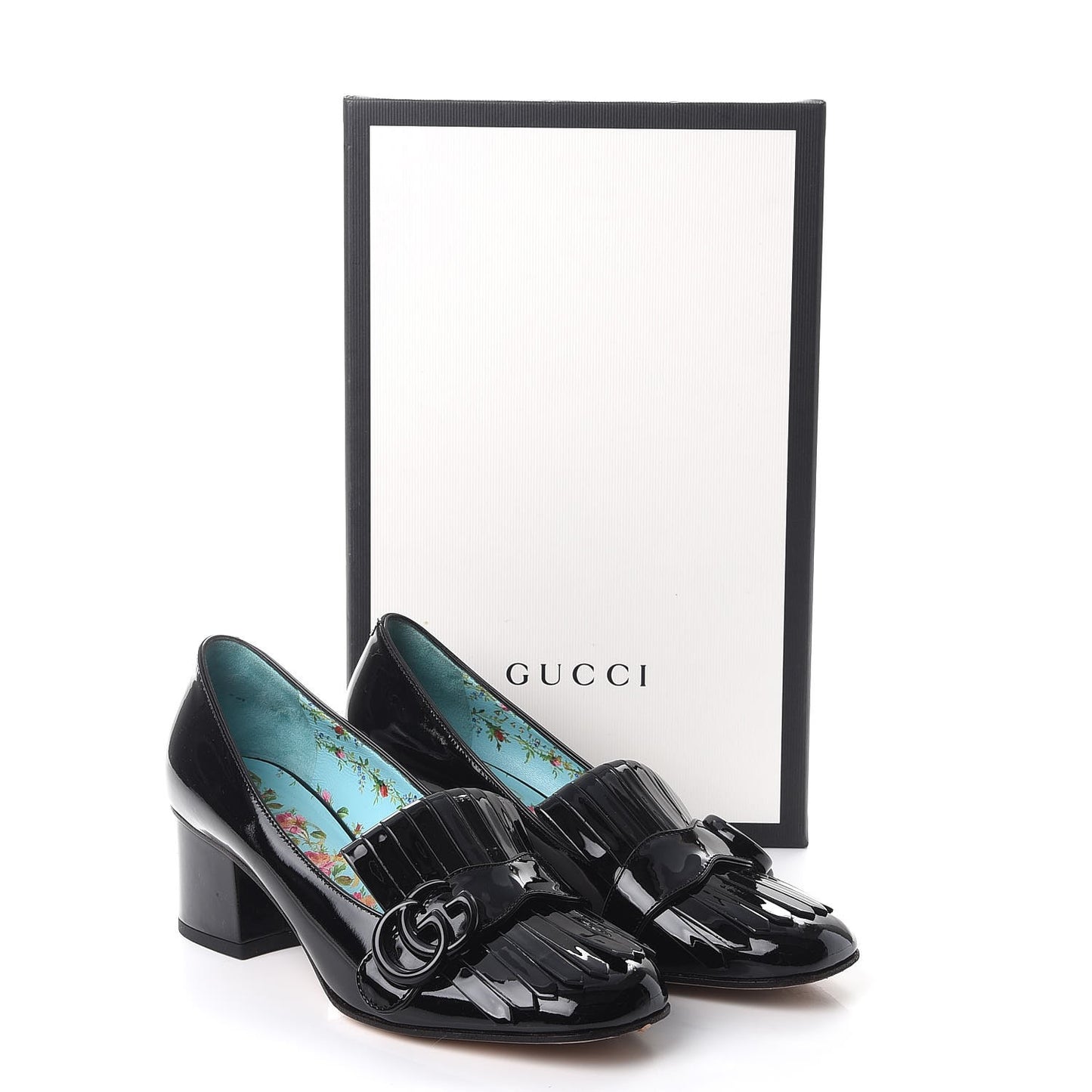 Vernice GG Marmont Fringe Loafer Pumps 36.5 Black