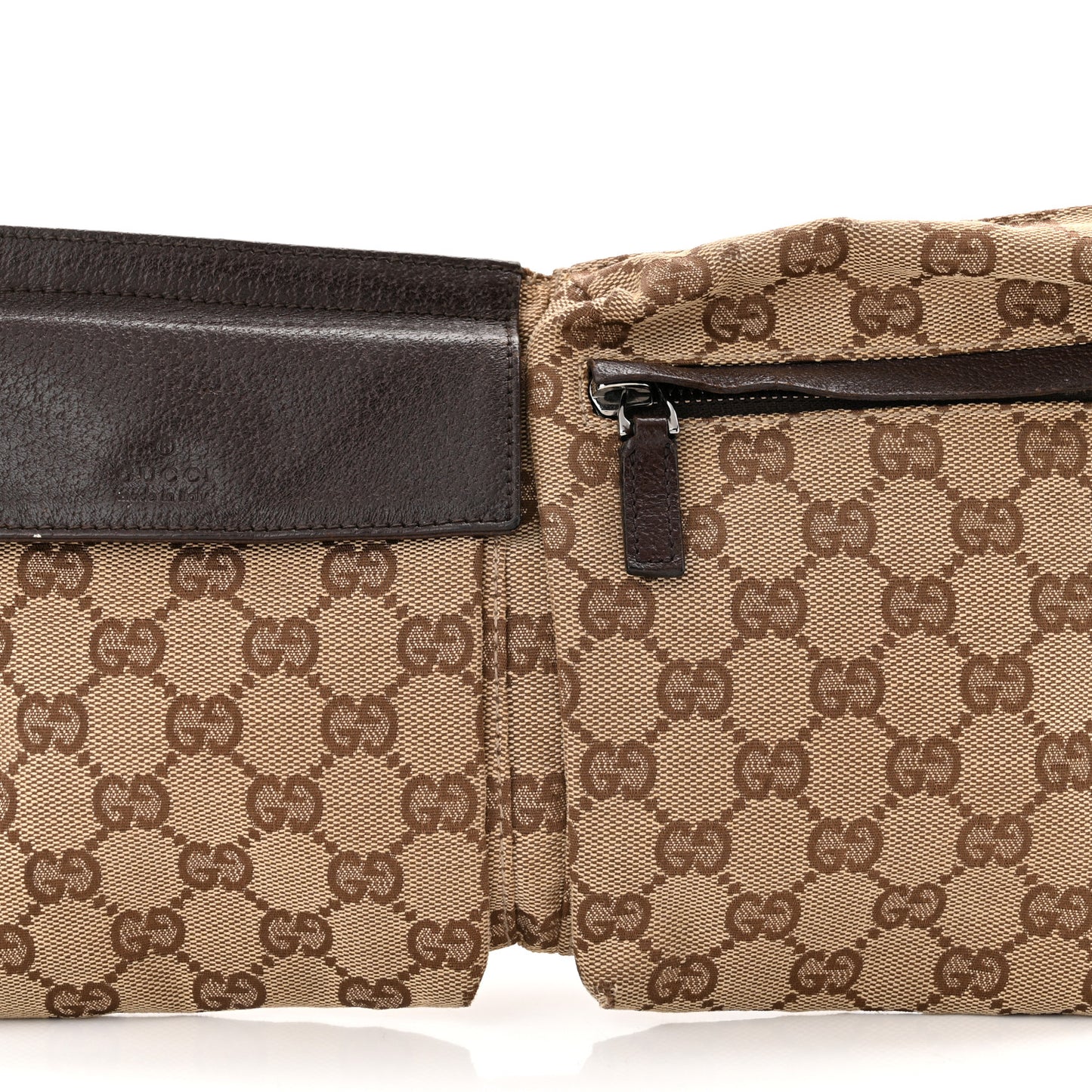 Monogram Double Pocket Belt Bag Dark Brown
