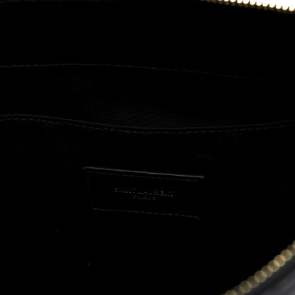 Saint Laurent Calfskin Quilted Embroidered Cassandre Large Cosmetic Pouch Black 6 of 6