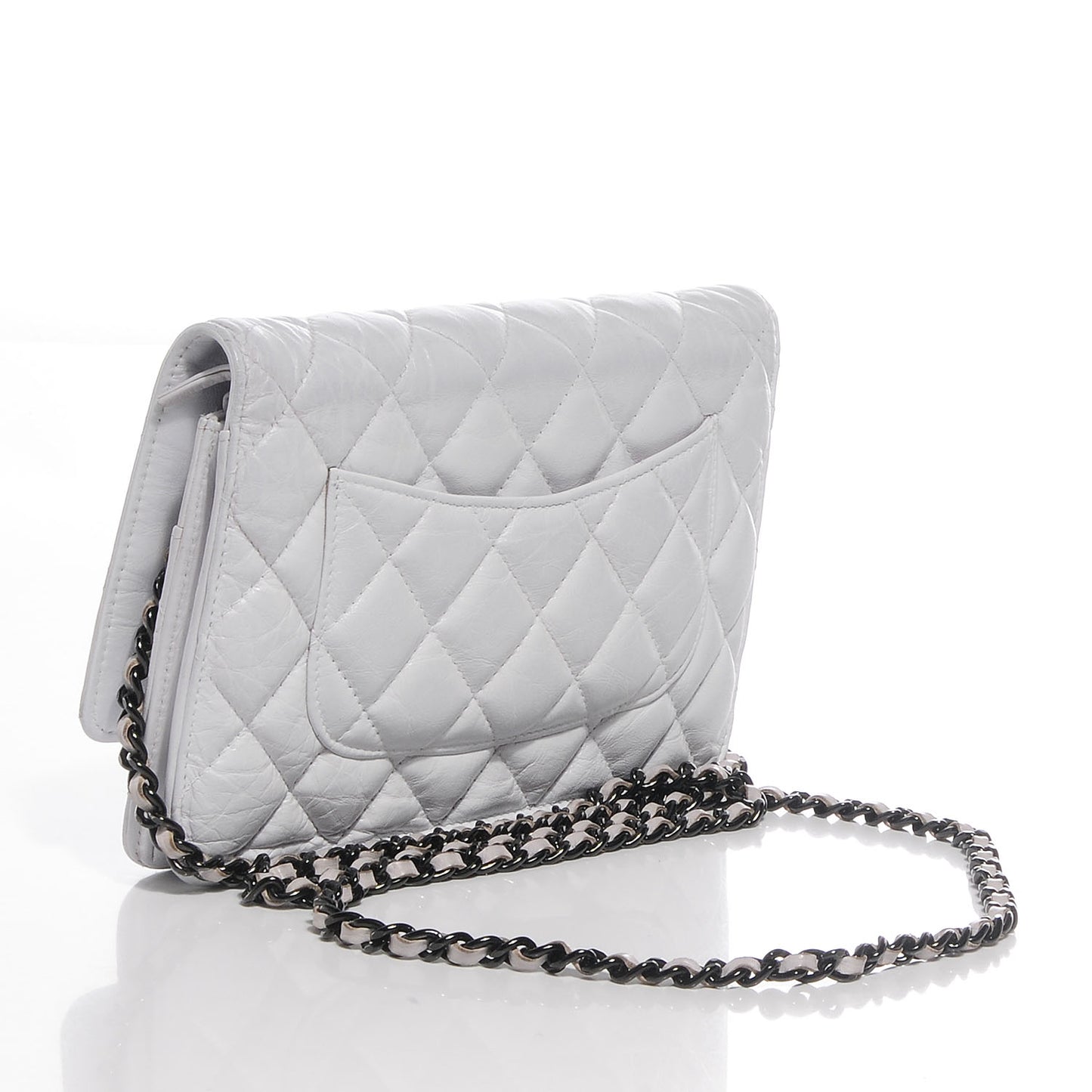 Aged Calfskin Quilted Reissue Wallet On Chain WOC White