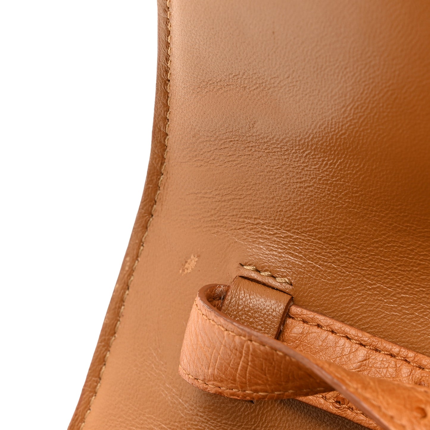 Ostrich Small Classic Box Flap Bag Camel