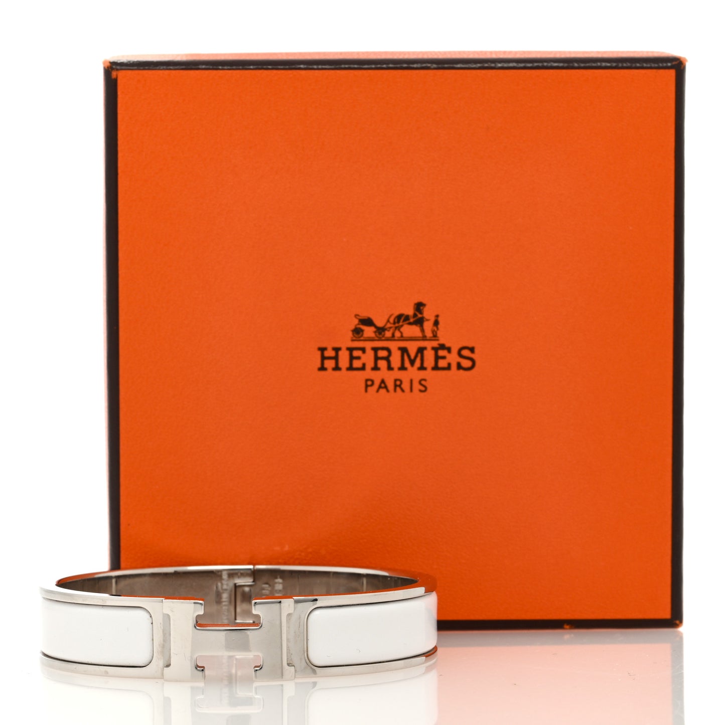 Enamel Narrow Clic Clac H Bracelet PM White