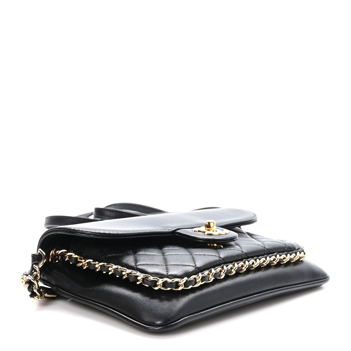 Lambskin Quilted CC Unchained Crossbody Black