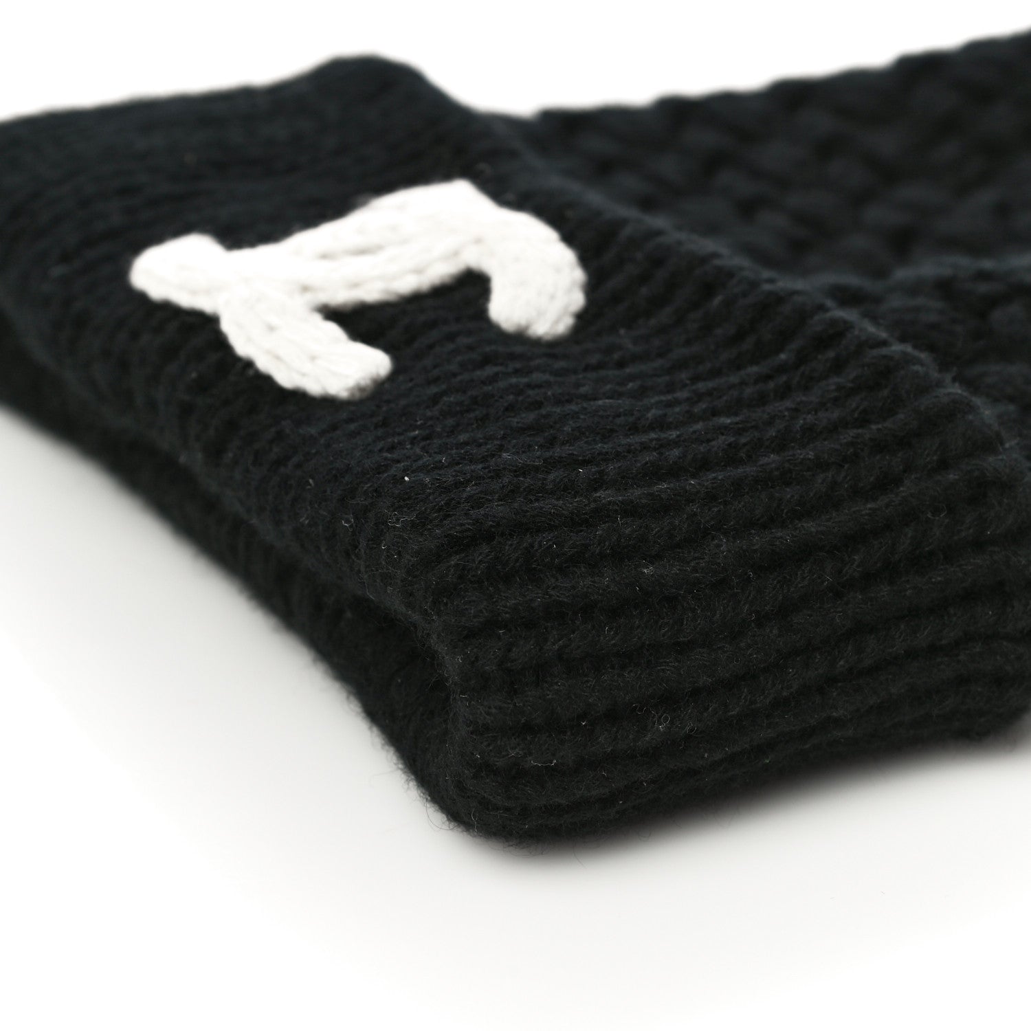 Chanel Wool Cashmere CC Beanie Hat Black White 8 of 8
