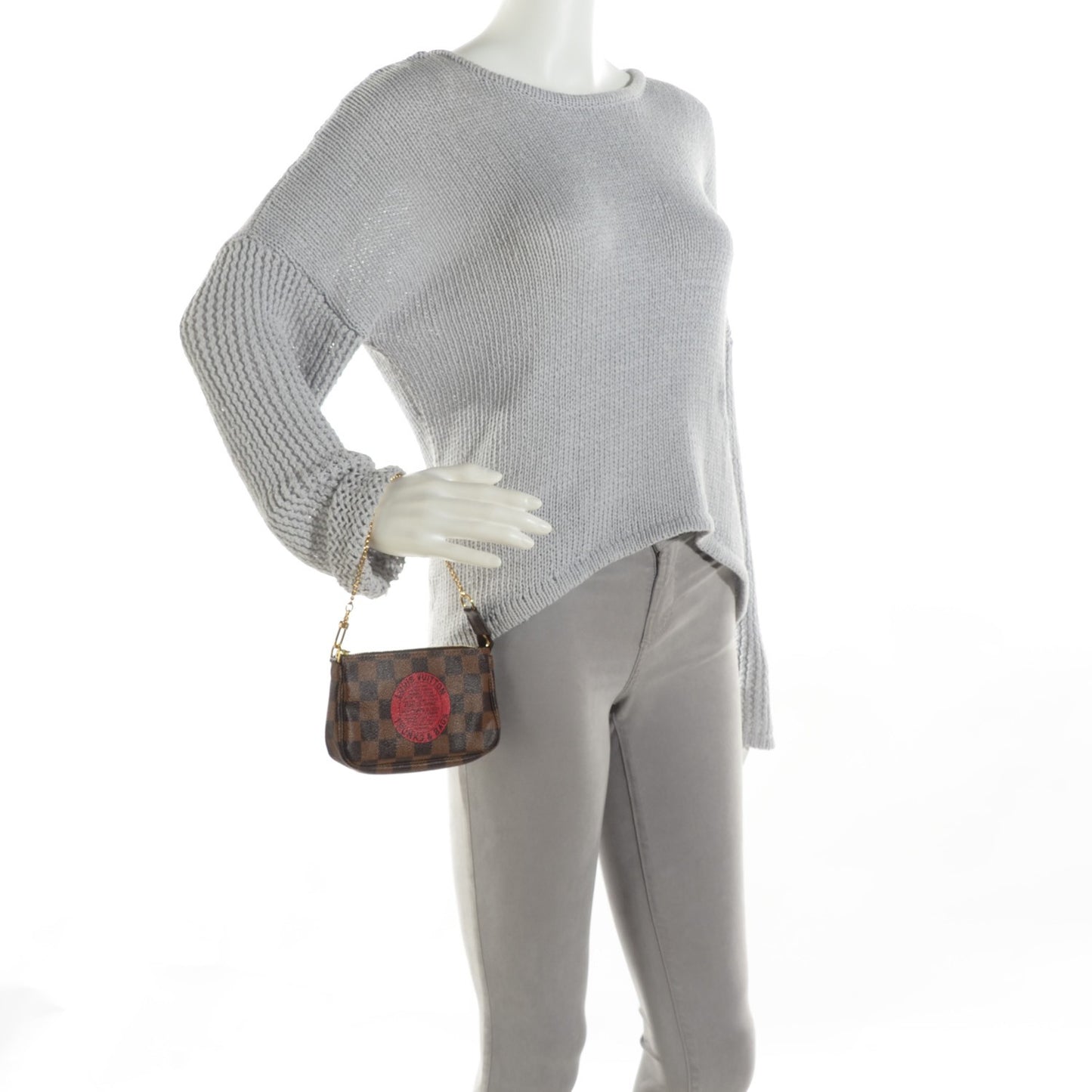 Damier Ebene Complice Trunks and Bags Mini Pochette Accessories Red