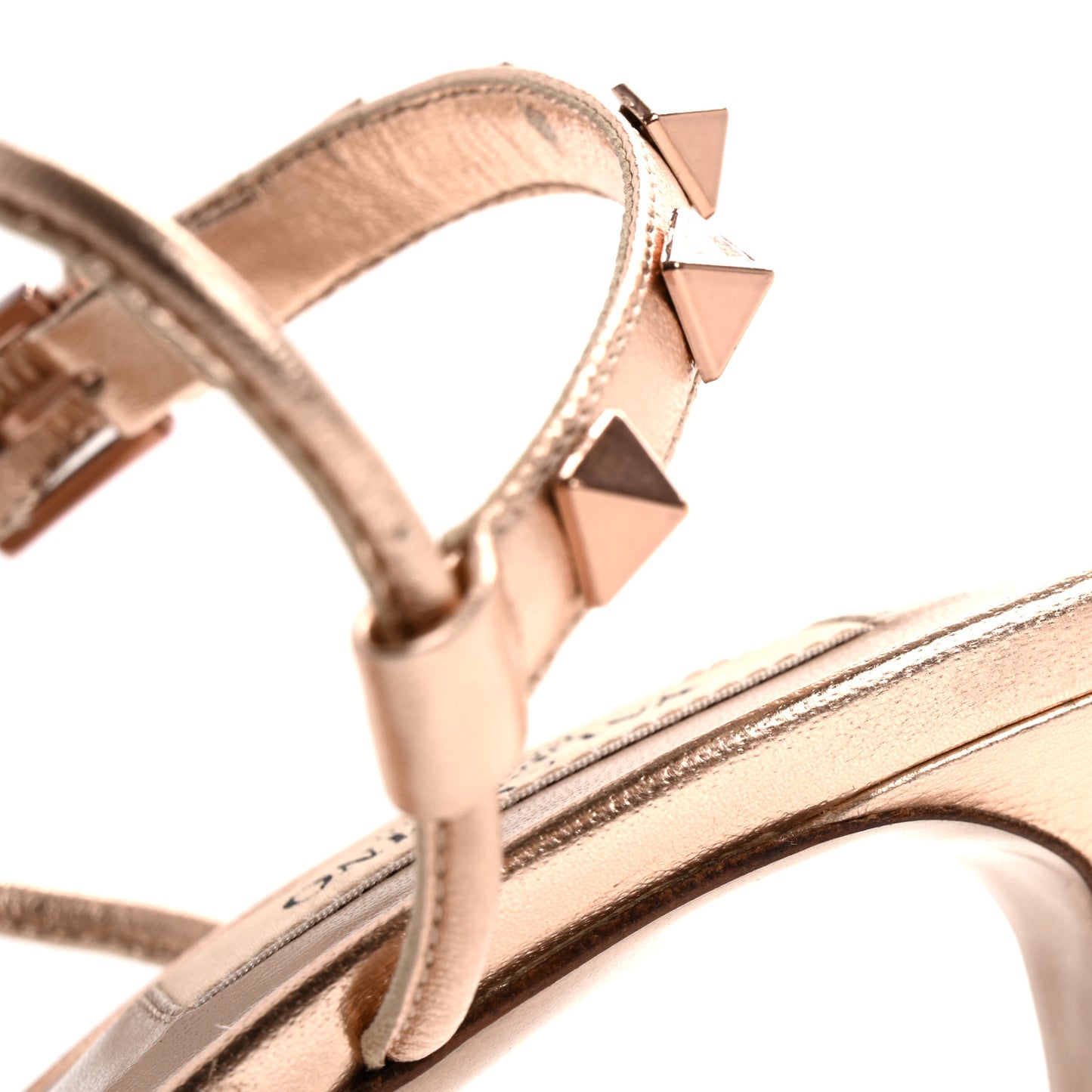 Metallic Nappa Rockstud Ankle Wrap 85mm Sandals 38 Rame