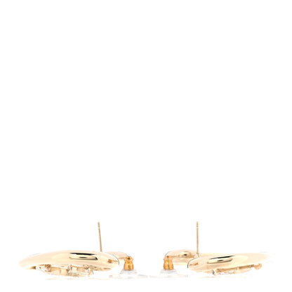 Chanel Metal Crystal CC Logo Heart Earrings Gold 3 of 5