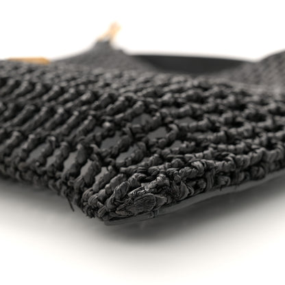 Saint Laurent Raffia Calfskin Oxalis Shoulder Bag Black 10 of 11