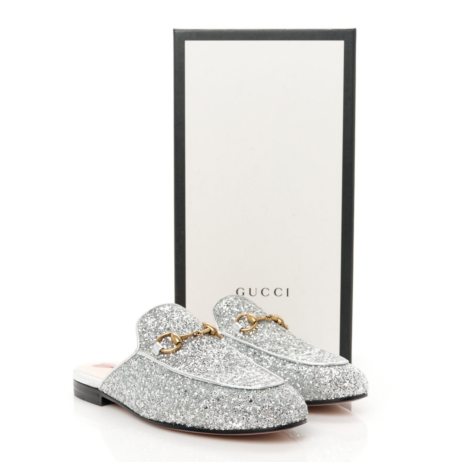 Gucci Glitter Womens Princetown Slippers 36 Silver 9 of 9