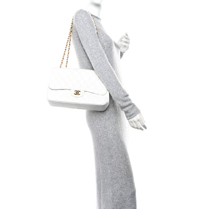 Chanel Caviar Quilted Jumbo Single Flap White 2 of 11