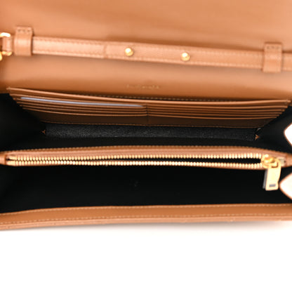 Saint Laurent Grain De Poudre Matelasse Chevron Monogram Chain Wallet Dark Natural 5 of 11